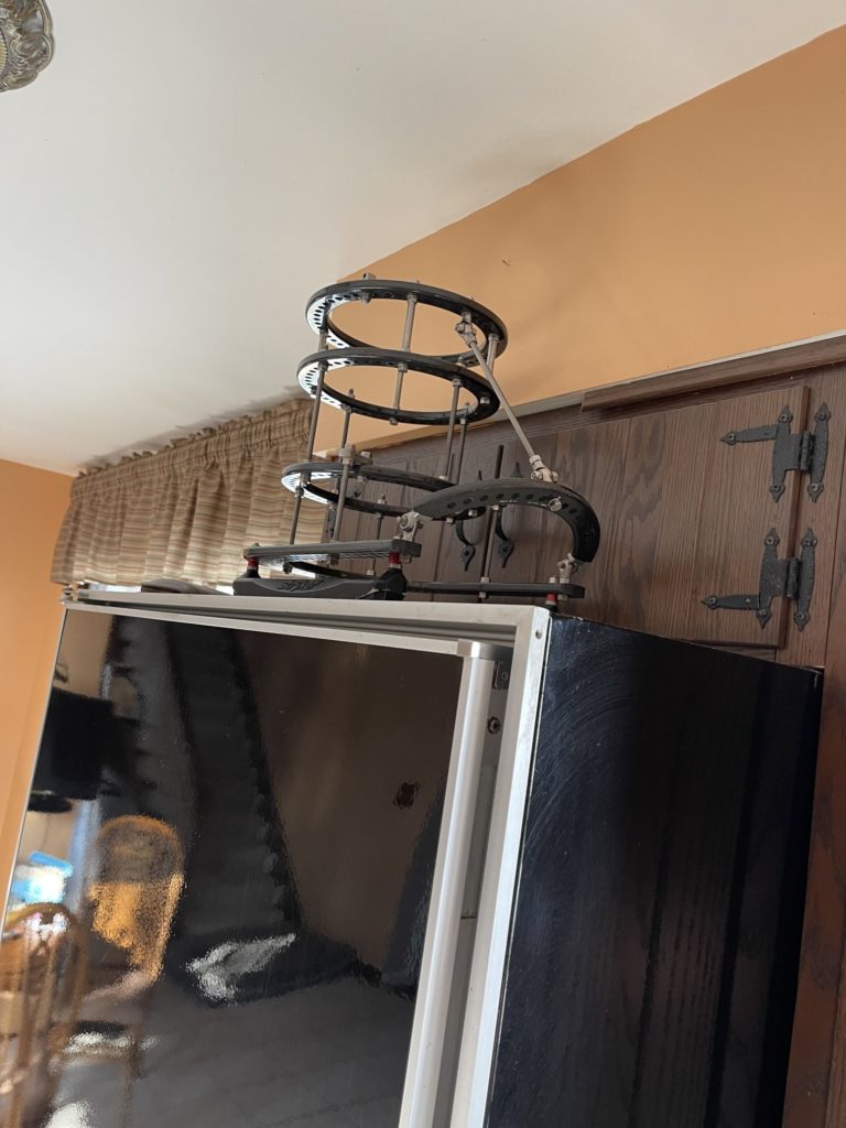 Dave placed the apparatus for his Charcot foot syndrome on top of the refrigerator to remind himself to make healthy food choices.