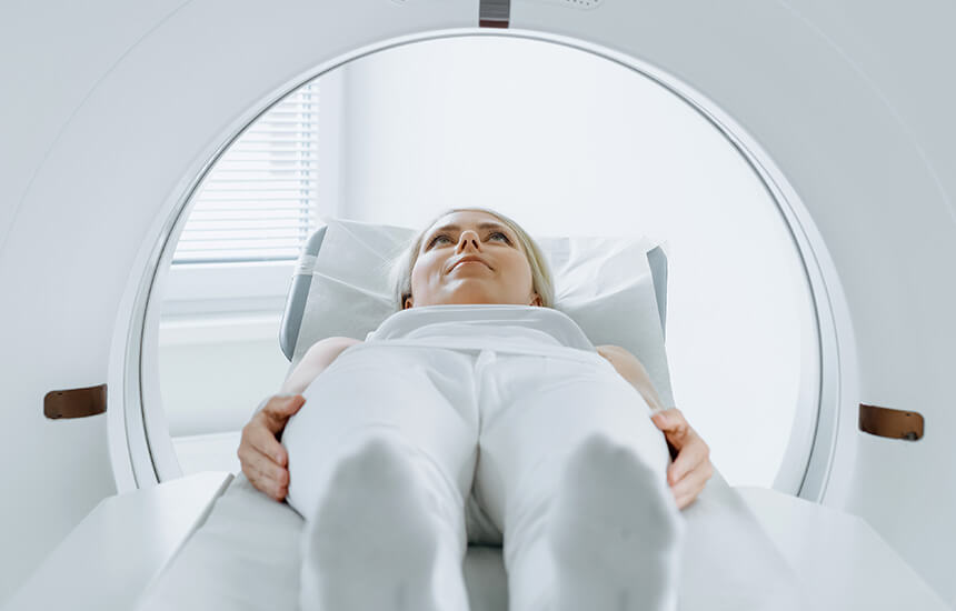 Woman going into MRI