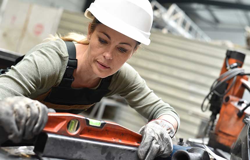Woman using equiptment